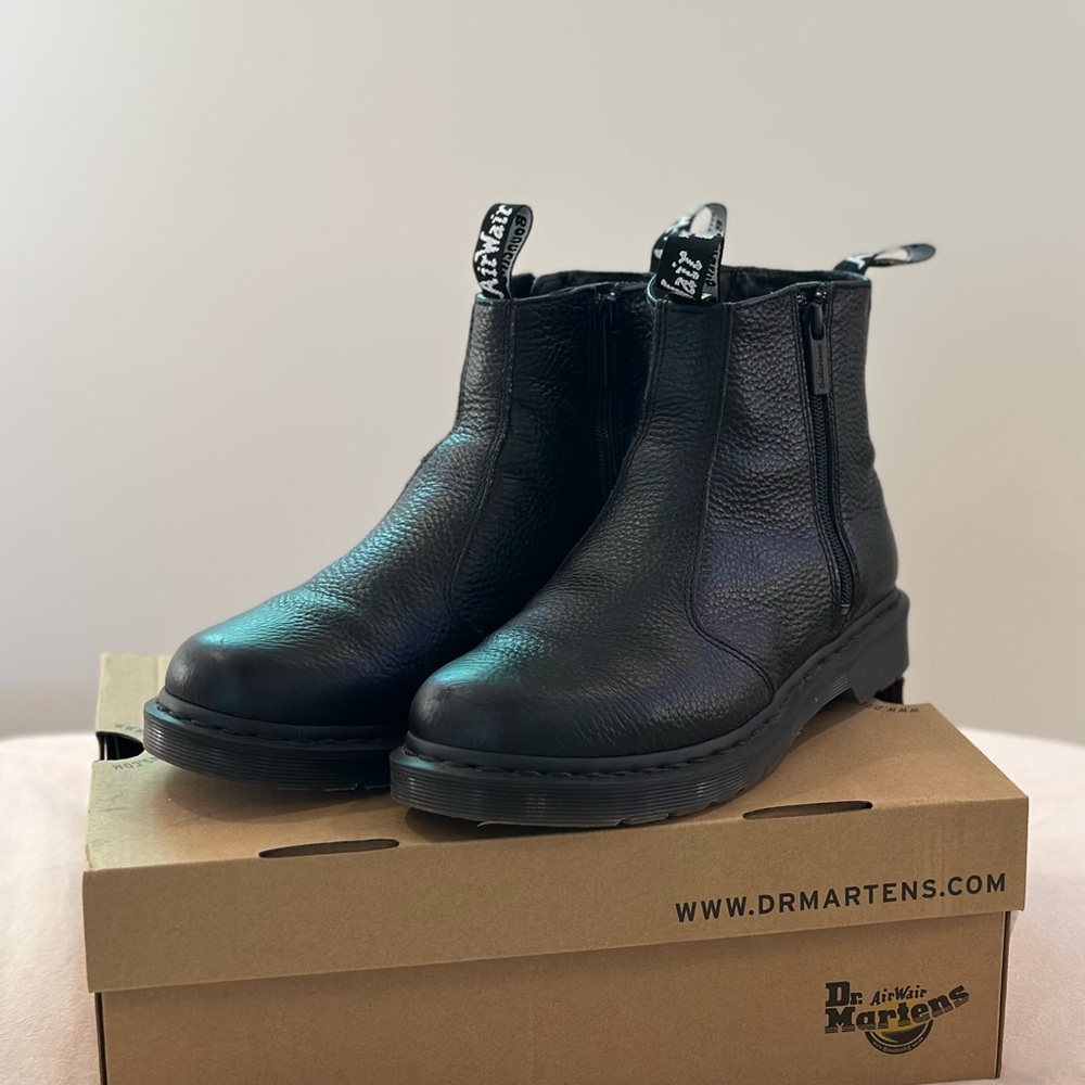 Dr. Martens Black Leather 2976 with Zippers Chelsea Boots
